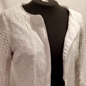 WILLI SMITH WHITE EYELET JACKET, SIZE SMLL